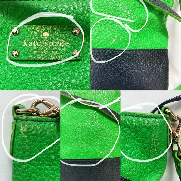 Kate Spade Green and Navy Blue Pebbled Leather Crossbody Bag - Picture 7 of 11